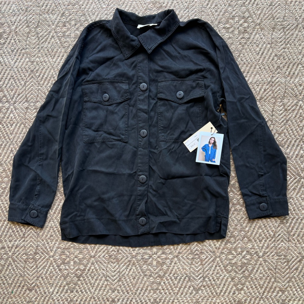 NWT‎ Nation LTD Delaney Shacket Black Utility Overshirt Womens M
